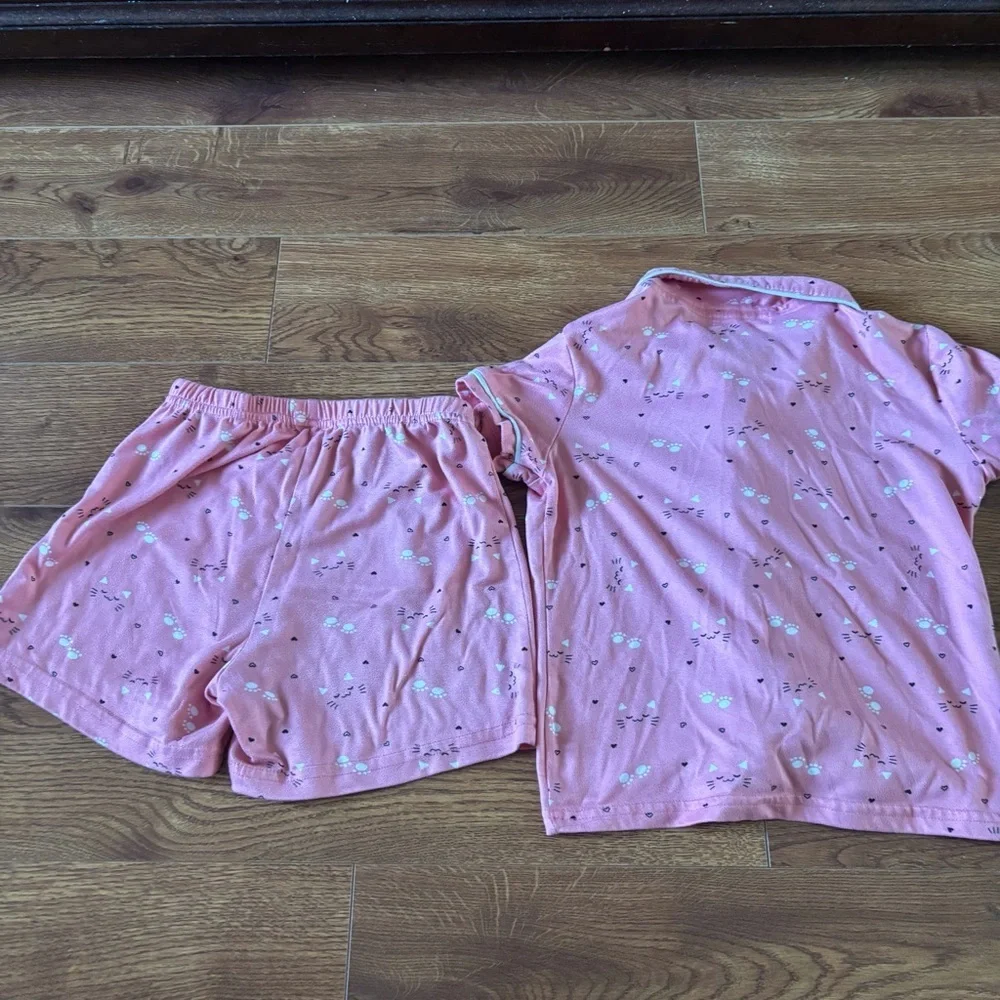 Catherine Malandrino pink cat PJ set in size 7/8